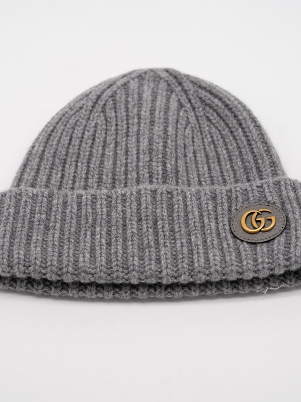Gucci Cashmere Wool Grey Hat Beanie GG Designer size M